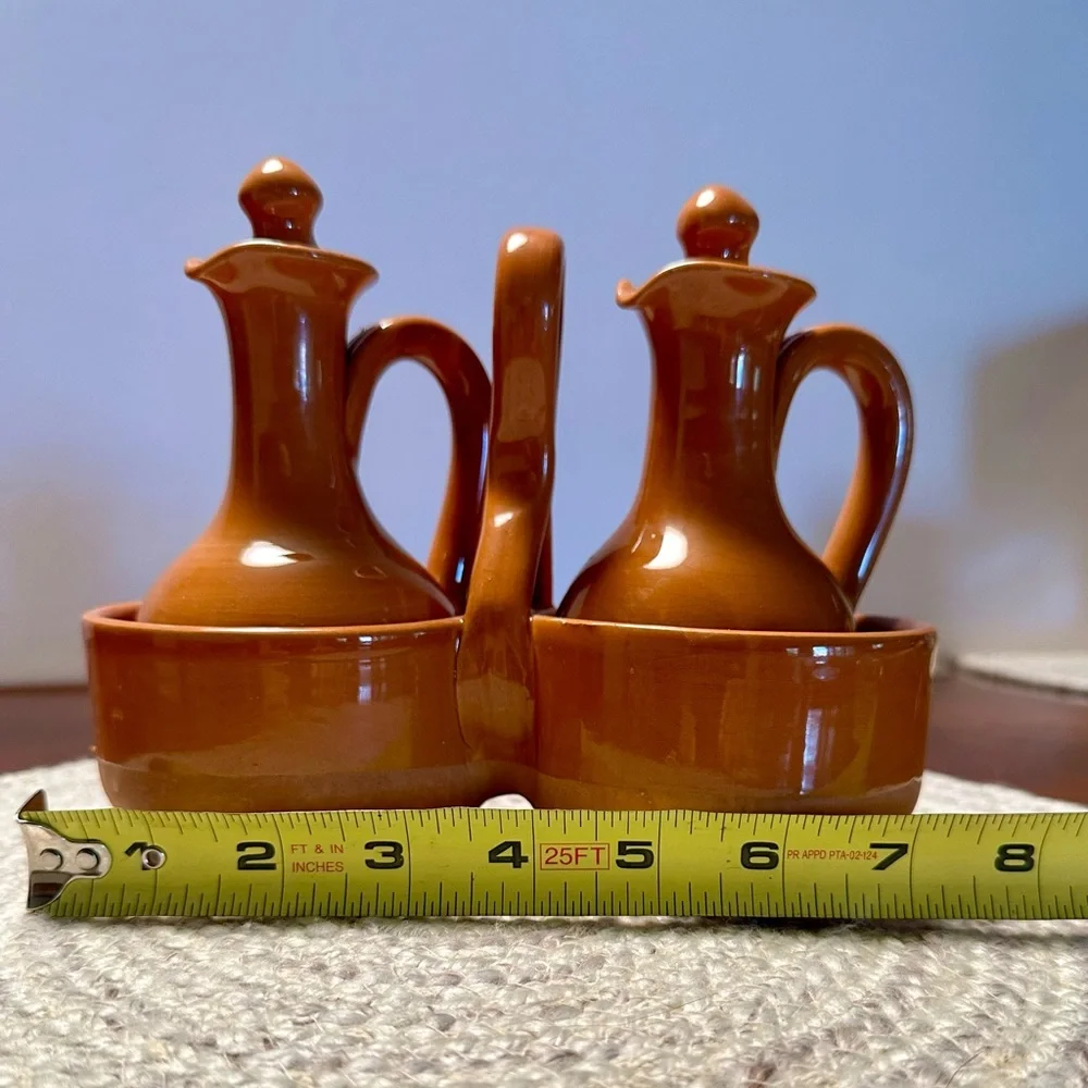Williams Sonoma Vintage clay Ceramic Oil and Vinegar Cruet Set.